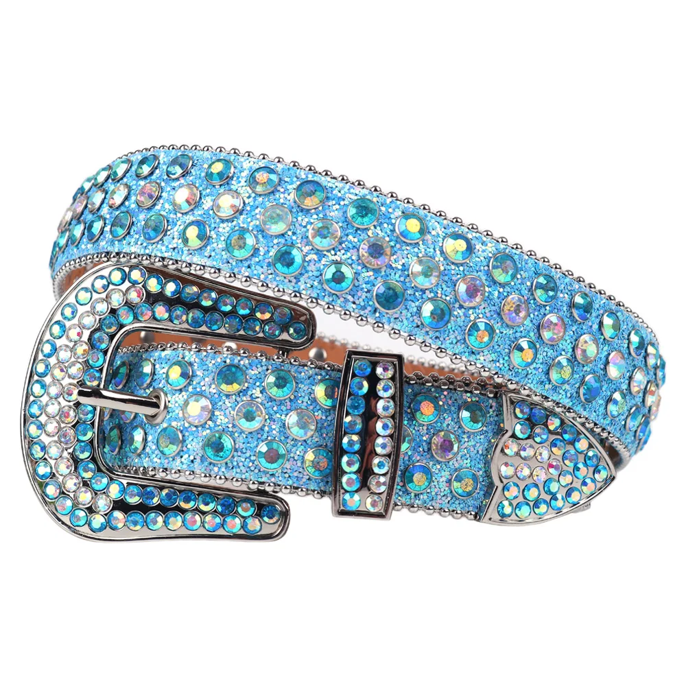 Rhinestones Belt For Women Men Fashion Crystal Studded Belts Movable Buckle Luxury Strap Cowboy Cowgirl Ceinture Femme Jeans