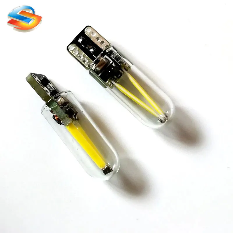 200 шт. новейшая СВЕТОДИОДНАЯ лампа T10 W5W Cob из стекла для автомобиля светодиодная с