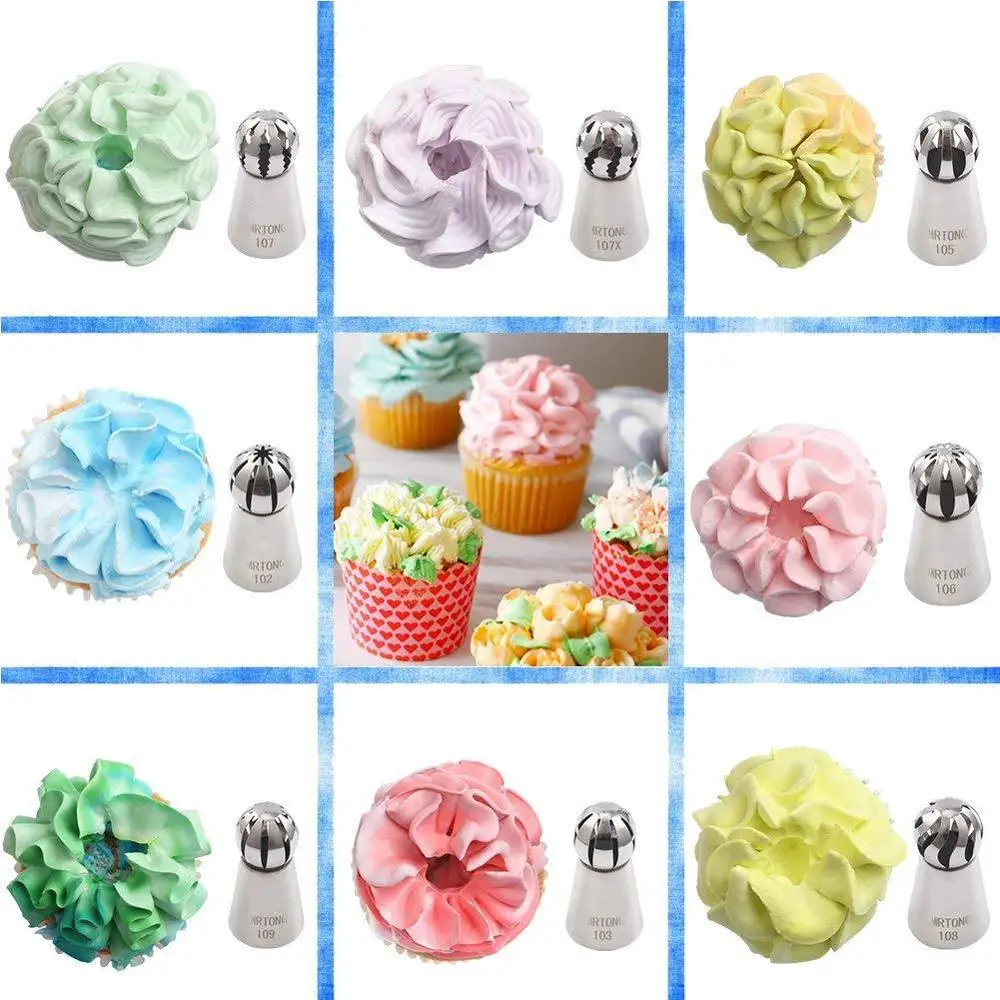 41 Pcs/Set Russian Stainless Steel Cake Icing Pastry Cakes Set Decoration Tools +Nozzle Balls Nozzles | Дом и сад