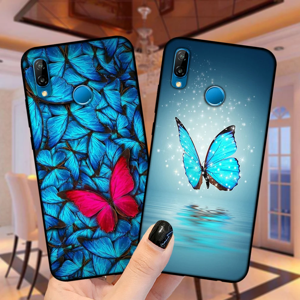 Милый мягкий чехол из ТПУ С Рисунком бабочки для Huawei P30 Lite P40 E P8 P10 P20 Pro Y9 2019