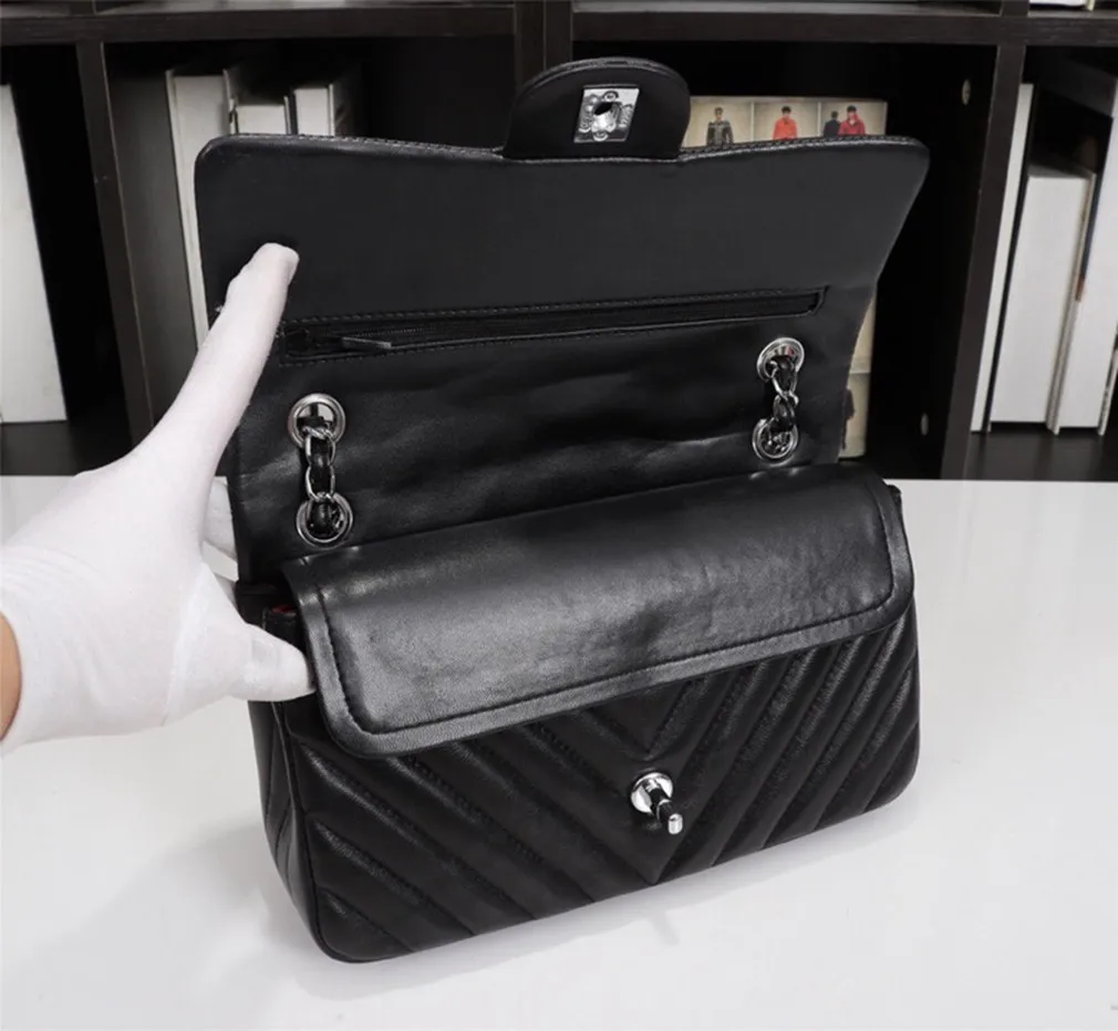

New Classic Women's Genuine Leather Shoulder Bag gold chain silver chain Handbag Bags Ladies Handbags