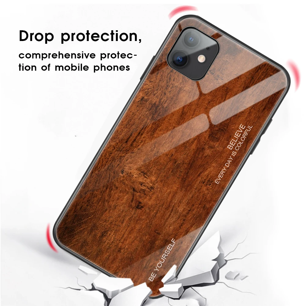 Чехол из закаленного стекла для iPhone se 2020 X XS Max XR защитный чехол 11 Pro 2019 Xr деревянный
