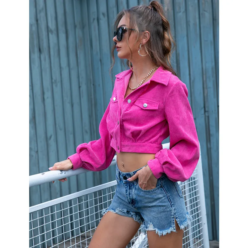 

Corduroy Autumn Ladies Winter Womens Coat Short Velvet Vendors Female Casual Fashion Designer Custom Fall Crop Top Jacket