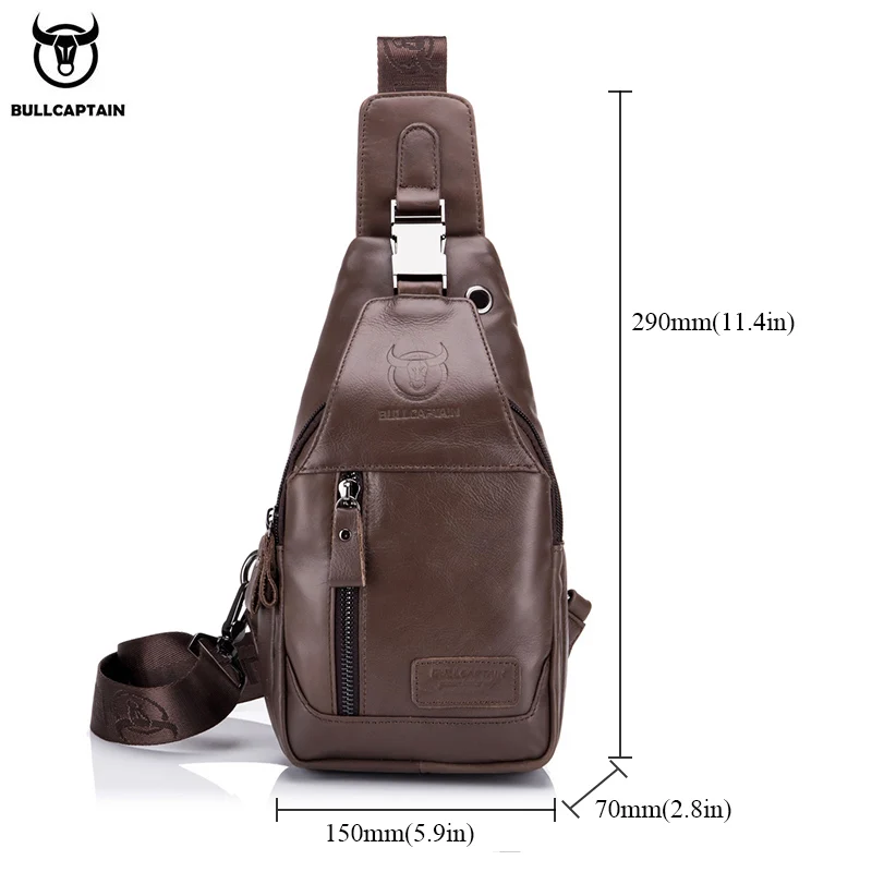 

Top Quality Genuine Leather Chest Bags For Men Shoulder Messenger Bags Male Vintage Cowhide Small Multifunctional Daypack Trend