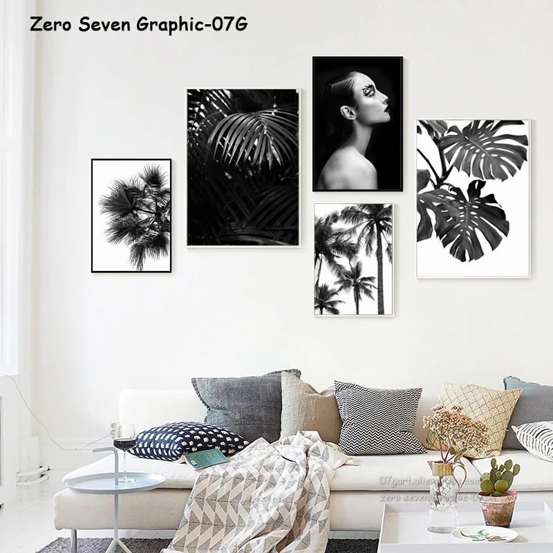 Плакаты в скандинавском стиле черно-белые ботанические Картина на холсте