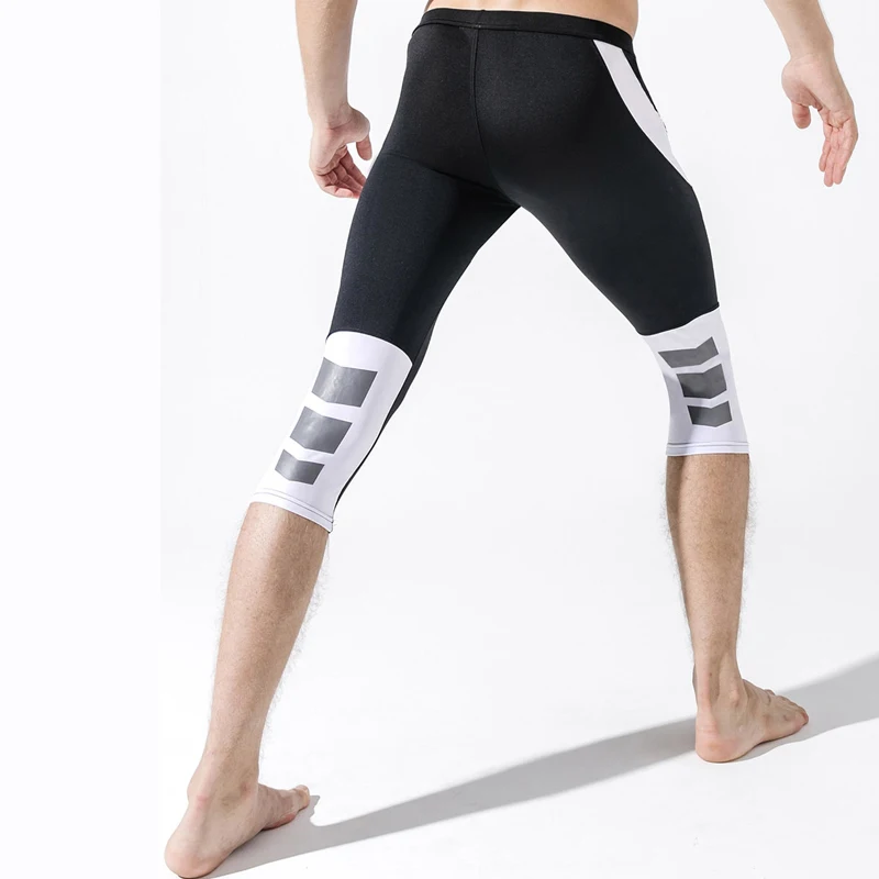 Men Running Tights Breathable Autumn Cropped Trousers Pants Training Leggings Sports Compression Pants Sportswear