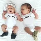 Twin Детские ползунки Детский комбинезон Ctrl + C Ctrl + V скопируйте и вставьте для малышей короткий рукав боди Baby Shower подарок для Него