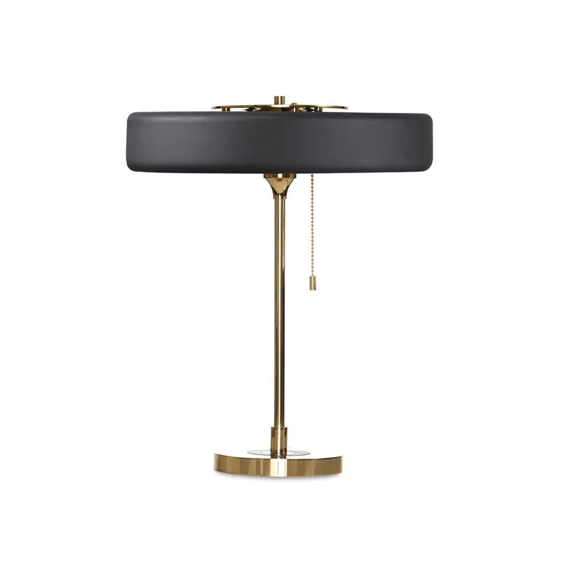 Classical Fashion Golden Plated Aluminum Base with Glass Carbon Steel Plate Round Shade Pull down Bedside Lamp British Desk Lamp