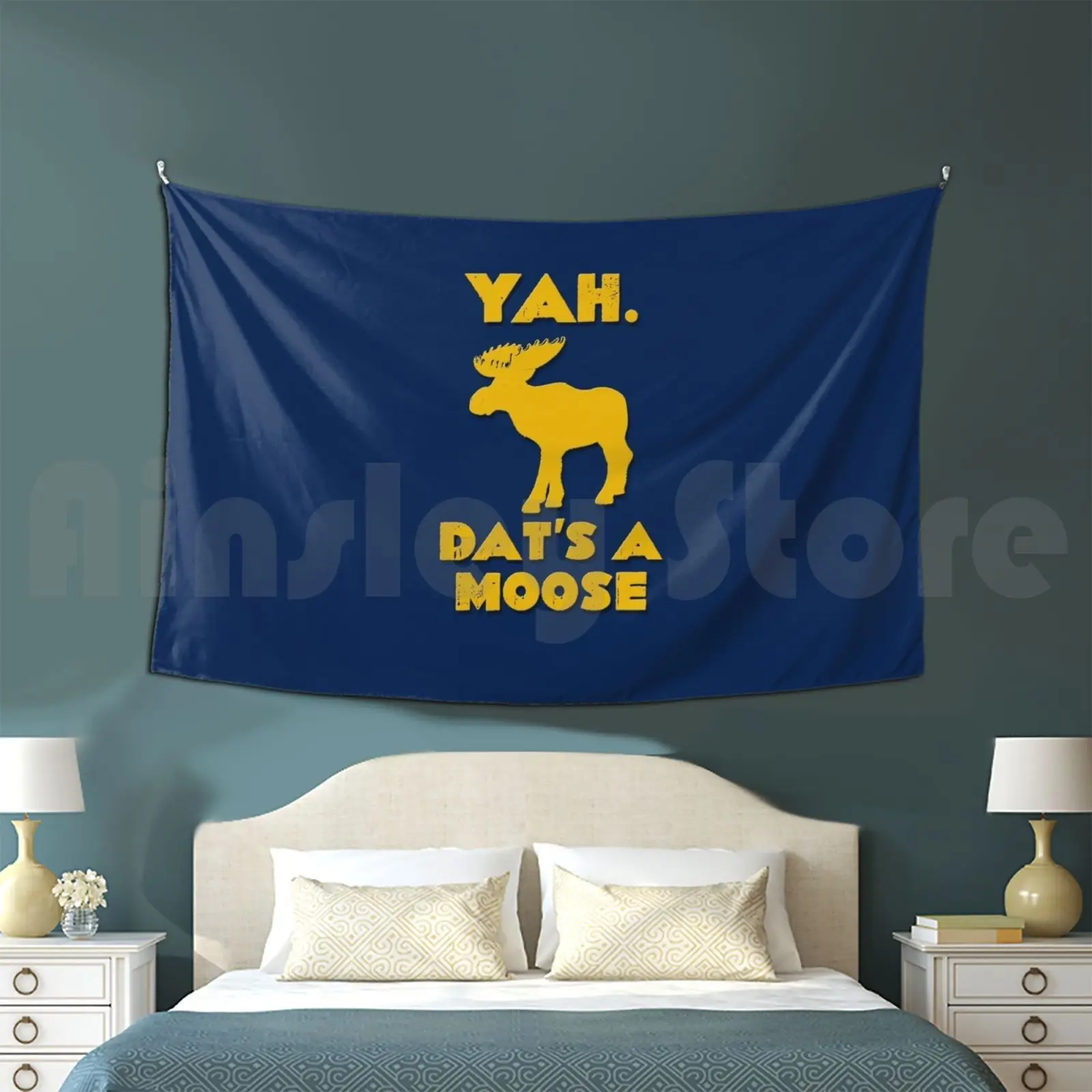 

Yah. Dat's A Moose-Come From Away Tapestry Living Room Bedroom Come From Away Musical Musical Theater Musicals