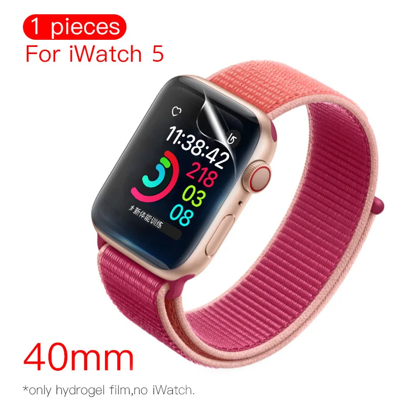 PZOZ полноэкранное Защитное стекло для iWatch 5 4 Гидрогелевая пленка для Apple Watch 1 2 3 закаленная пленка HD изогнутое стекло края 38 мм 42 мм - Цвет: 40mm For iWatch 5