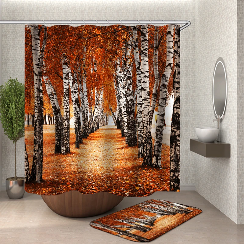 

Лесная занавеска для ванной комнаты, занавеска для душа из полиэстера, Прямая поставка, водонепроницаемая занавеска для душа