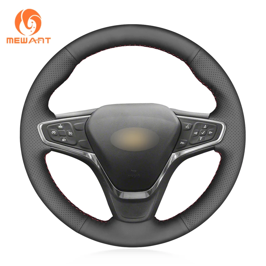 

MEWANT Black Genuine Leather Steering Wheel Covers for Opel Ampera-e 2016-2020 Chevrolet Malibu Equinox 2018 2019-2021