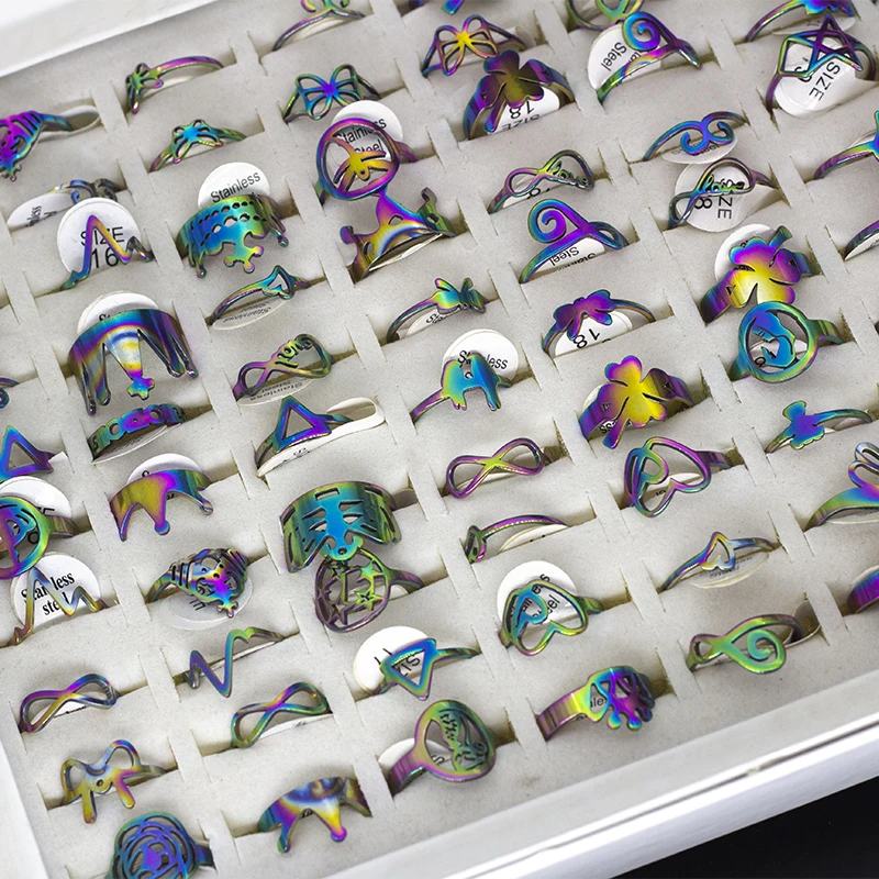 50 шт. кольца из нержавеющей стали 4 цвета | Украшения и аксессуары