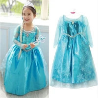 3 8 years kids baby girl blue fancy dress frozen anna elsa cosplay costume dresses princess queen party gown tulle dresses