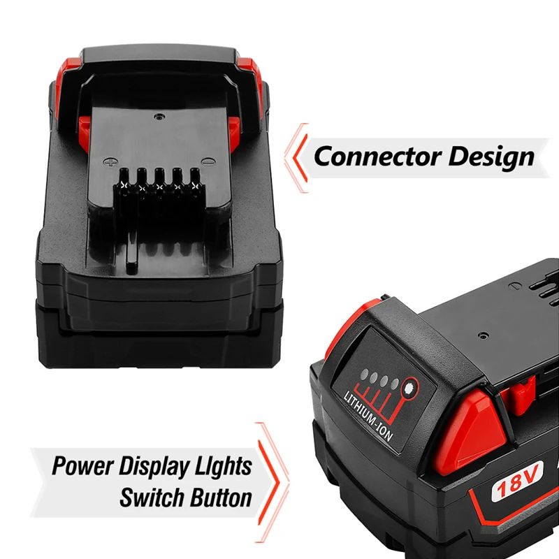 

3PCS Original 18V 12800mAh Li-ion Tool Battery for Milwaukee M18 48-11-1815 48-11-1850 2646-20 2642-21CT Repalcement M18 Battery