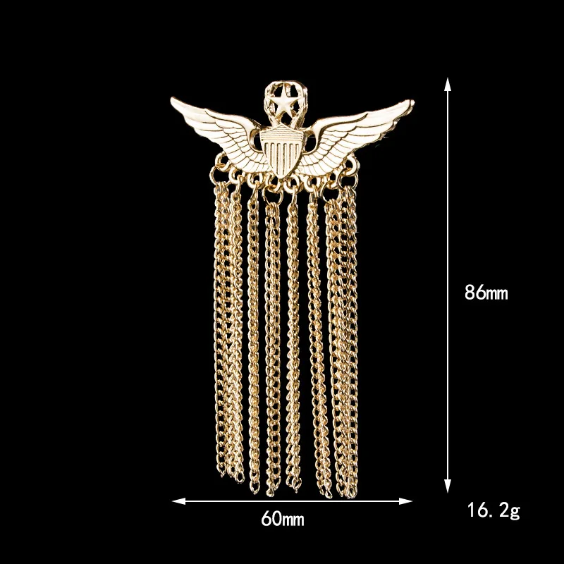 Корейский стиль Новинка сплав звезда крыло брошь кисточка цепь лацкан булавка