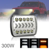 7 inch 7 x 6 5 x 7 300w square headlights white amber arrow drl dynamic sequential turn signal for off road vehicle truck bus