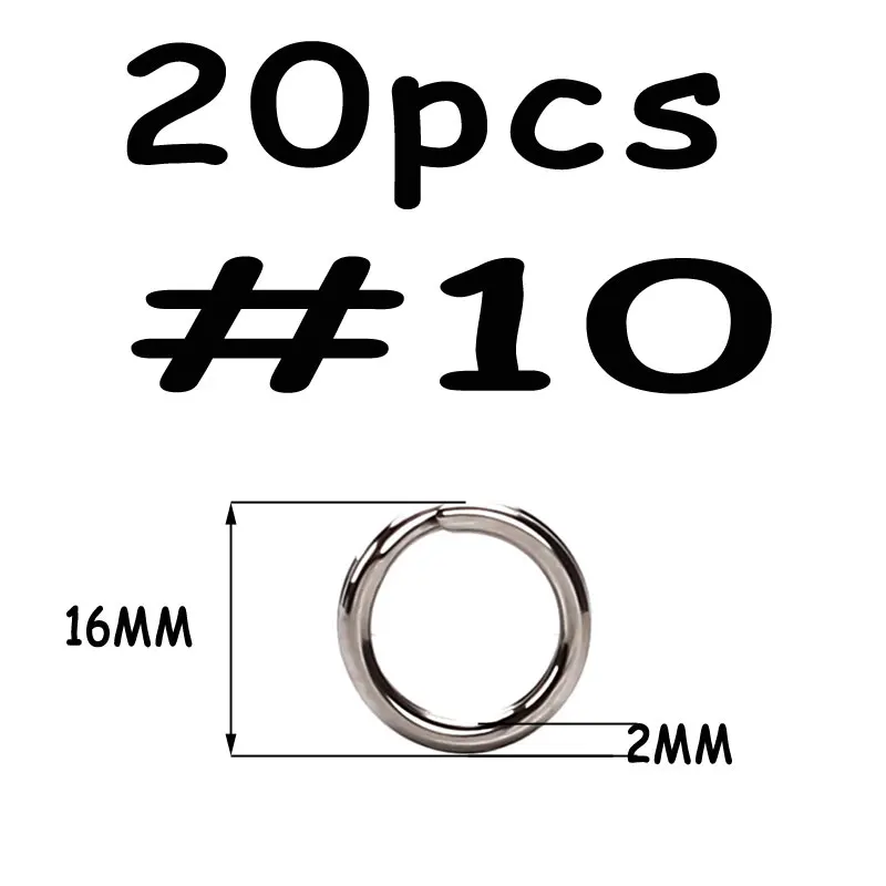 Split Ring 10 20pcs 20 шт из нержавеющей стали рыболовные Сплит Кольца твердые кольца соединители для блесны соленой воды рыболовные аксессуары анти ржавчины - Цвет: Split Ring 10 20pcs