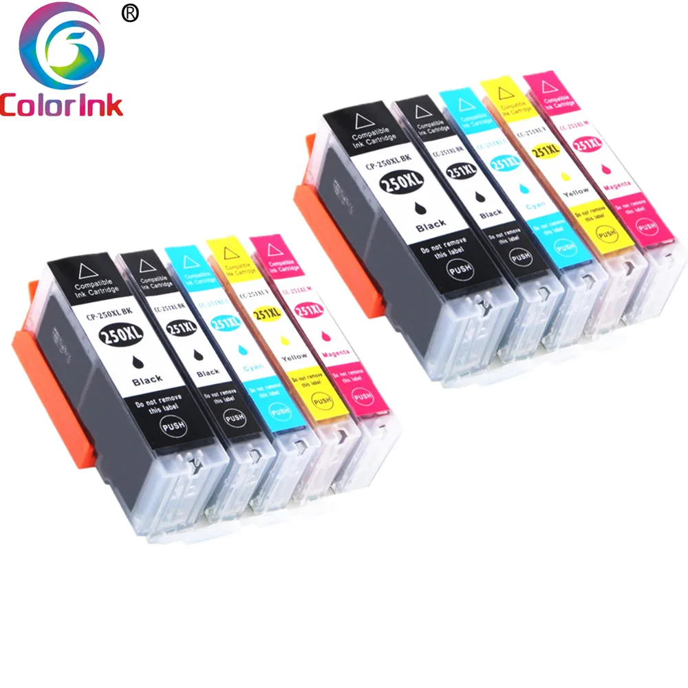 10 Pack Цвет чернил упаковка из 10 шт. 250XL 250 251 чернильный картридж для принтера Canon pgi250xl cli251xl MX922 IX6820 MG5420 MG5422 MG5520 картридж с чернилами для принтера - Цвет: 10 Pack