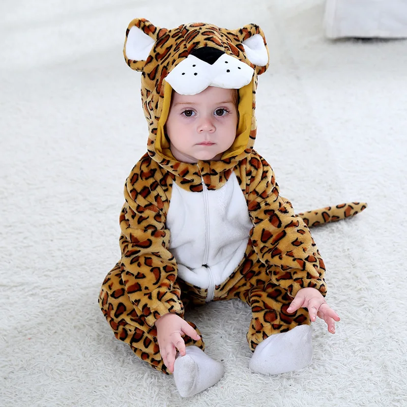 Leopard Милые детские комбинезоны; Одежда для мальчиков и девочек; костюм для новорожденных; комбинезон для младенцев; зимняя Пижама с обезьянкой; ropa bebe recem nascido - Цвет: Leopard