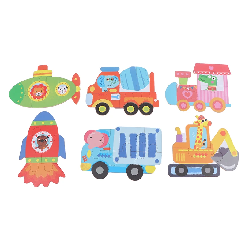 

Baby Cartoon 3D Iron Box Wooden Animal/Traffic Puzzles Educational Toy Wooden Puzzle Jigsaw Toy for Children Gift