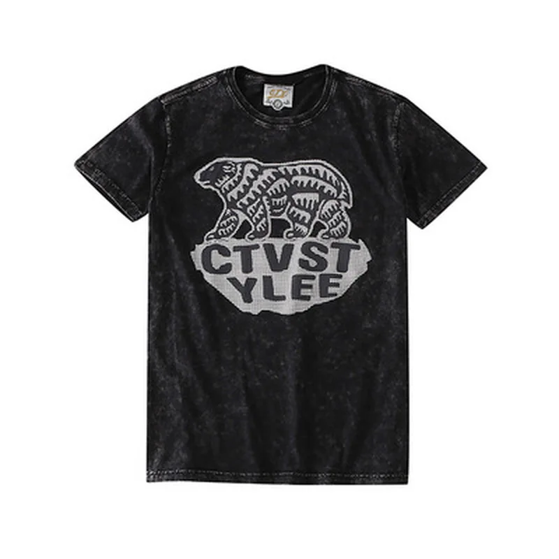 Мужская хлопковая футболка с коротким рукавом круглым вырезом и принтом|Мужские