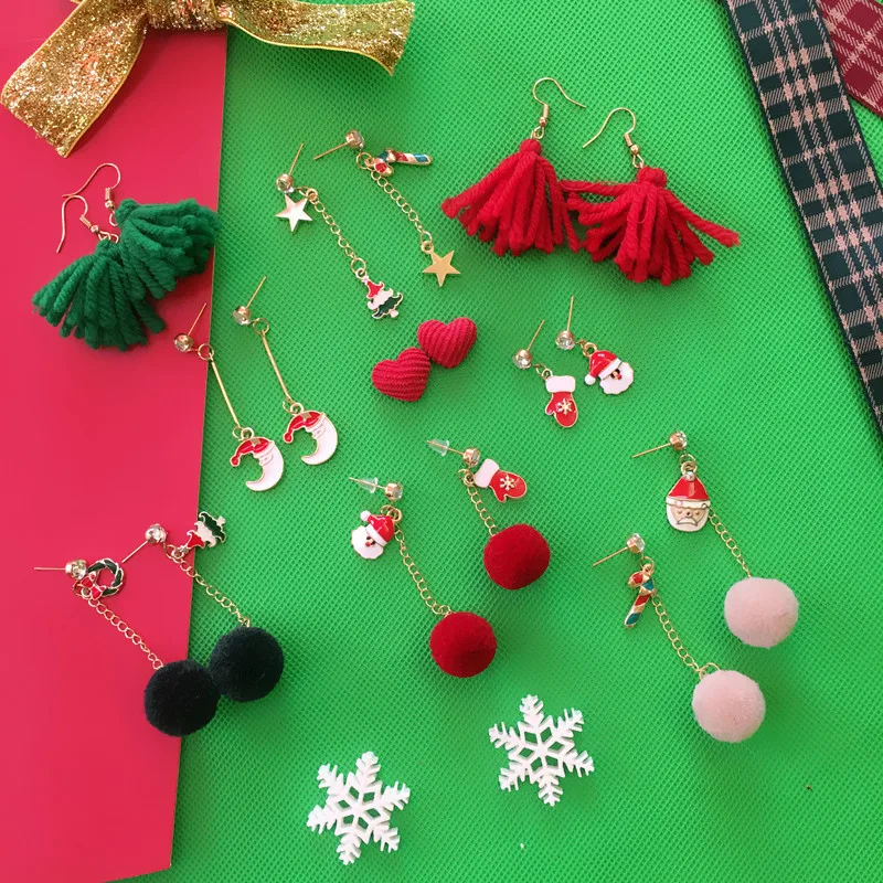 Рождественские модные длинные серьги с кисточками для женщин 2020 новогодние