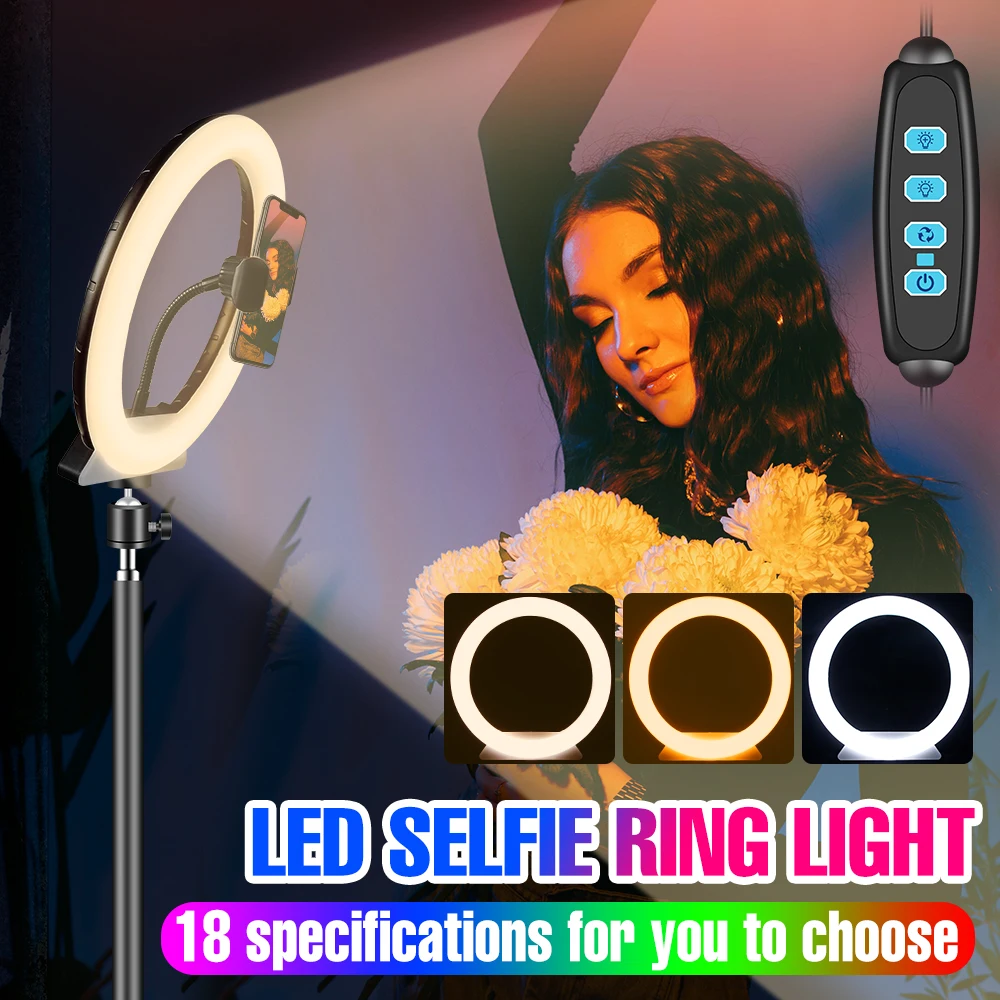 

LED Selfie Lamp 5V USB Ring Light Live Fill Light Circle Photography Lighting With Tripod Stand Holder For Live Video Streaming