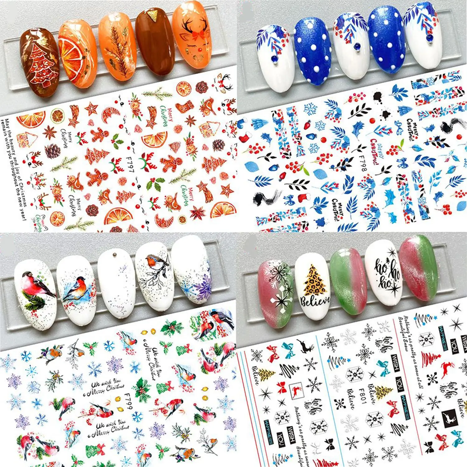 

3D Maple Leaf Adhesive Snowflake Nails Sticker Winter Christmas Decals Manicure