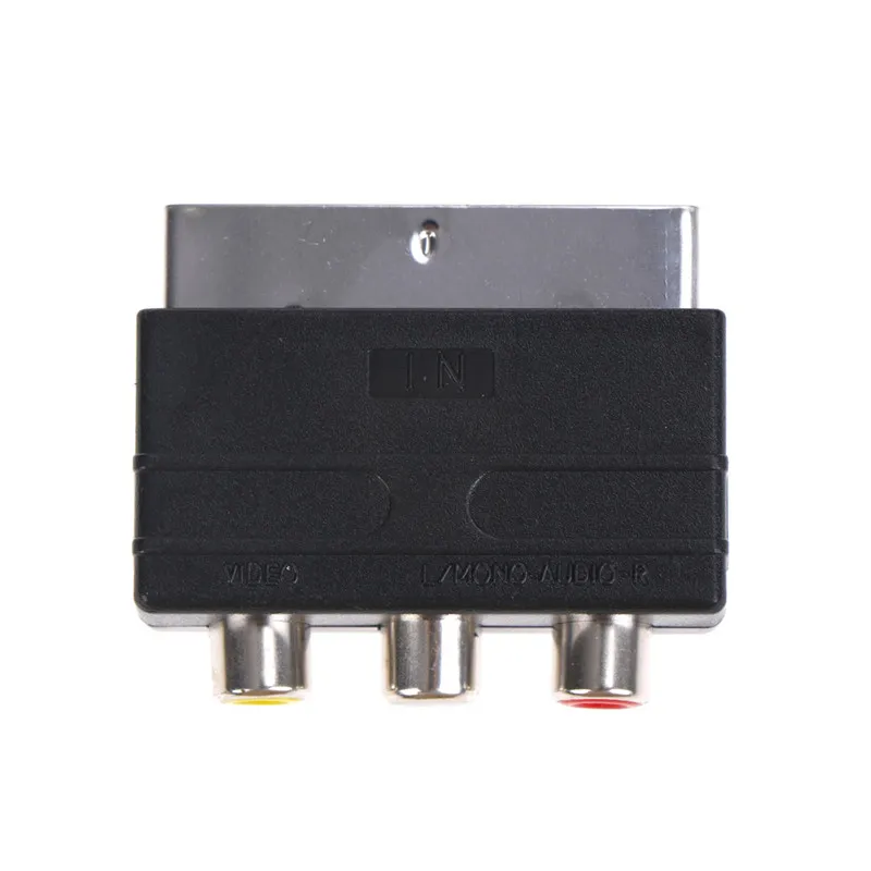 Серебряный SCART 3 RCA композитный Phono адаптер конвертер + в вход/выход коммутатора| |