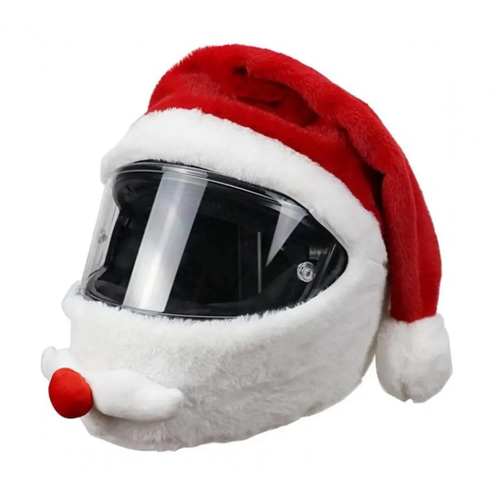 

Motorcycle Helmet Santa Hat Plush Handmade Cute Helmet Cover Christmas Style Festive Touch Helmet Hood Sleeve