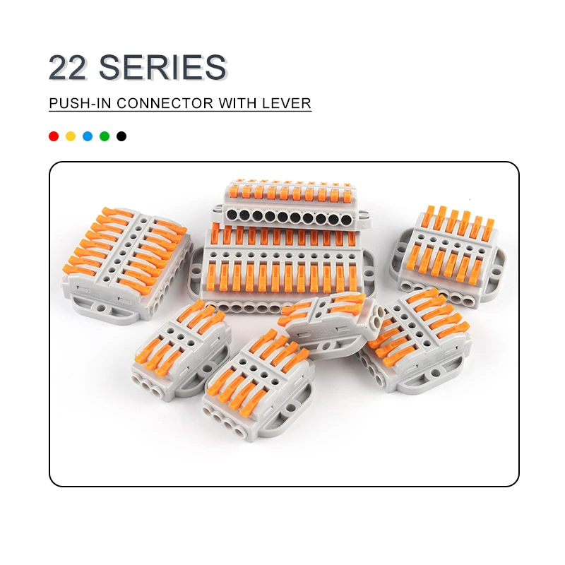 1PCS Quick Compact Wire Connectors 2/3/4/5/6/8/10/12 pin Conductor Push-in Butt Cable Wiring Terminal Block M3 Screw Fixing - купить по