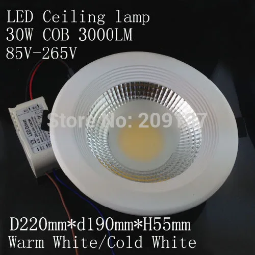 

10pcs10W 20W 30W COB led downlight round recessed LED ceiling lamp for bathroom kitchen home 90V-260V White 6000K Free Shipping