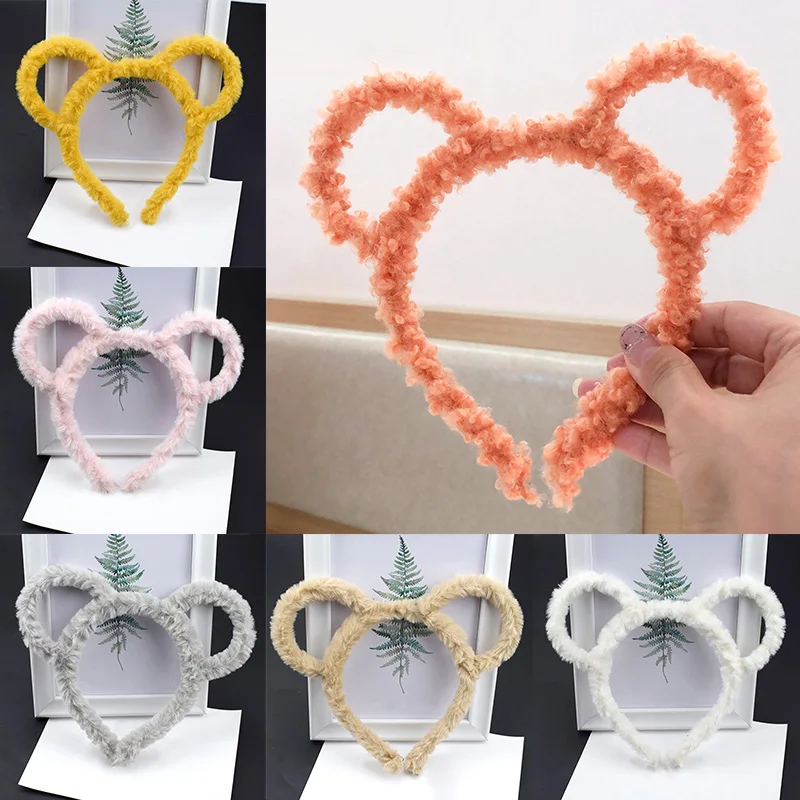 

Lovely Cat/Rabbit Ear Hairband Faux Fur Headband Hair Hoop Solid Color Plush Head Hoop Hair Band for Women Hair Accessories