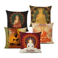 buddha cushion cover china thailand religion culture art decoration pillowcase sofa home decor square linen pillow cover