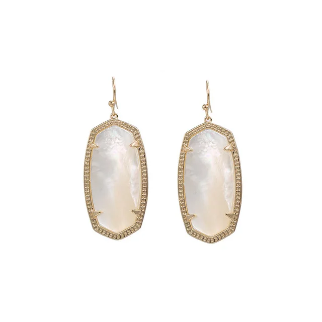 Gold Pearl Новое поступление, маленькие овальные серьги с камнями, Полностью украшенные камнями, висячие серьги для женщин, модные ювелирные изделия - Окраска металла: Gold Pearl