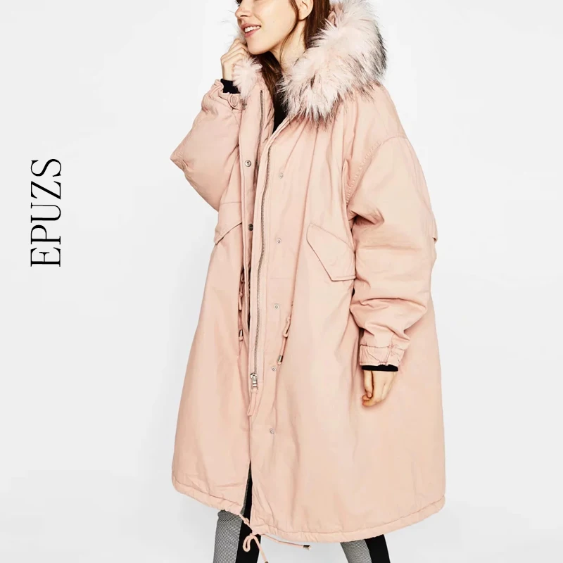 Зимнее пальто оверсайз с капюшоном парка подкладкой женские длинные женское