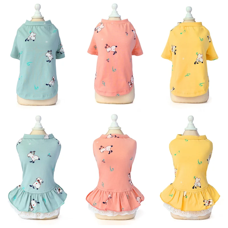 Хлопковая одежда с принтом для собак и пар летняя домашних животных маленьких