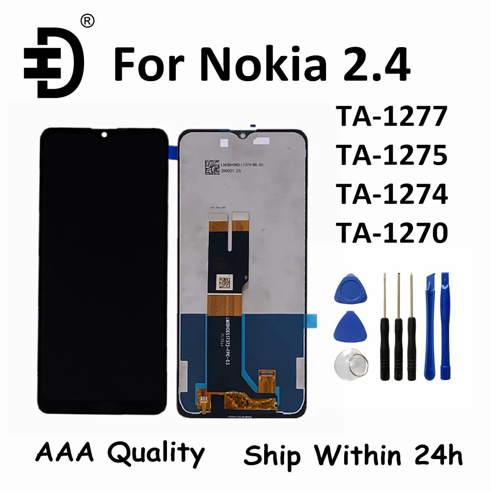 

6.5" LCD For Nokia 2.4 LCD Display Touch Digitizer Screen Assembly For Nokia 2.4 Screen Replacement TA-1277 A-1275 A-1274 A-1270