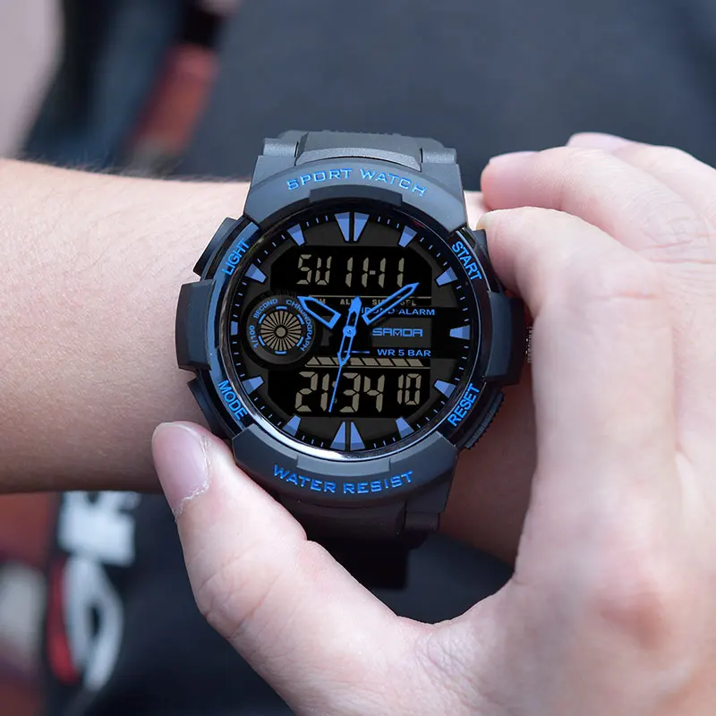 Часы наручные SANDA мужские в стиле милитари брендовые армейские спортивные