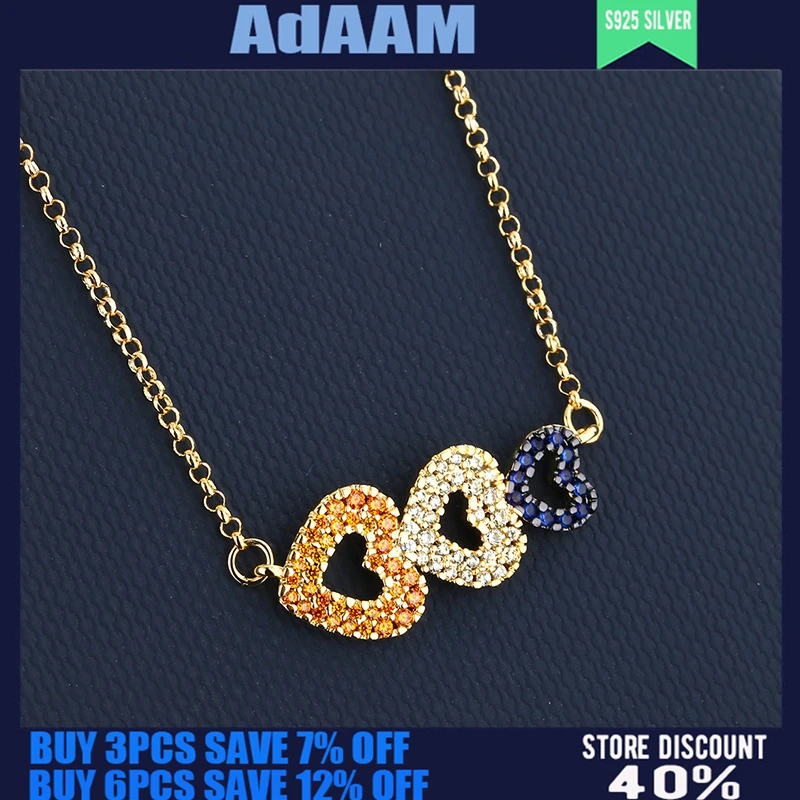 

S925 Sterling Silver Colorful Heart-shaped Necklace Female Golden Yellow Fashion Personality Sweater Chain Korean Fashion Jewelr