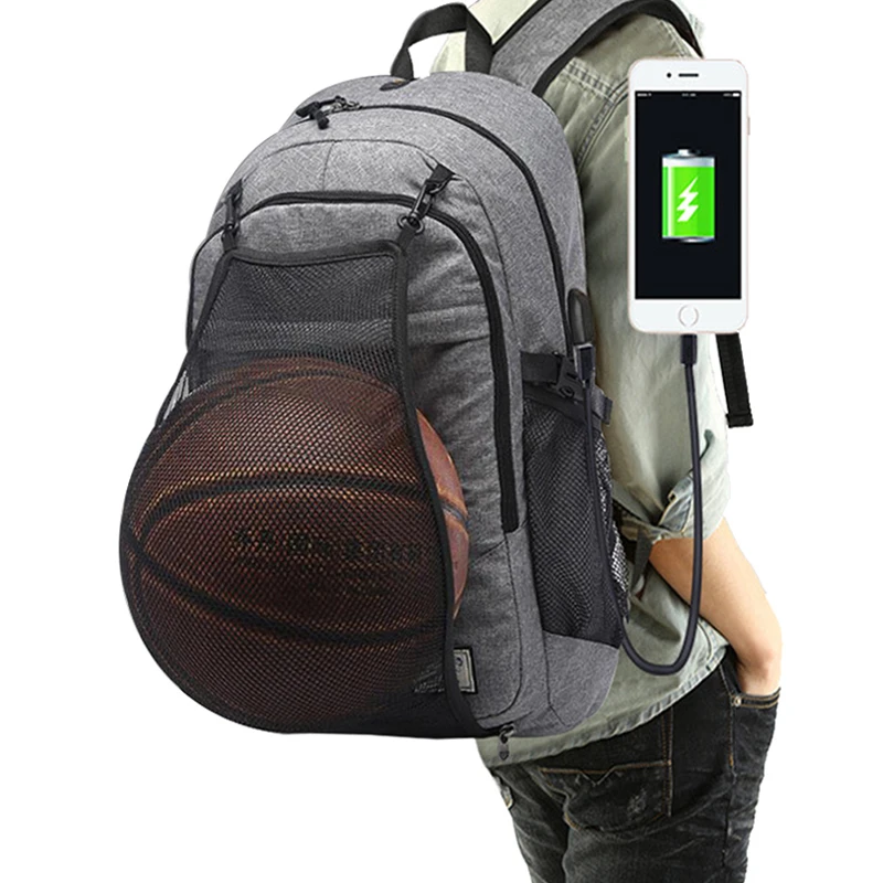 Outdoor Men's Sports Gym Bags Basketball Backpack School Bags For Teenager Boys Soccer Ball Pack Laptop Bag Football Net Gym Bag