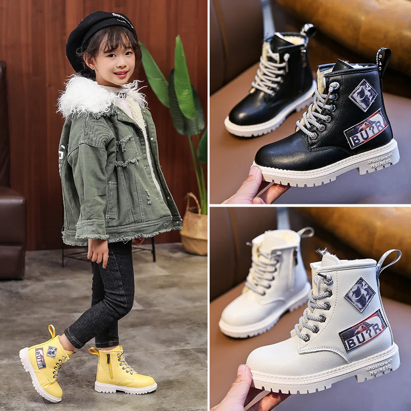 Детские повседневные ботинки Сезон весна-осень-зима Ботильоны Martin на шнуровке из