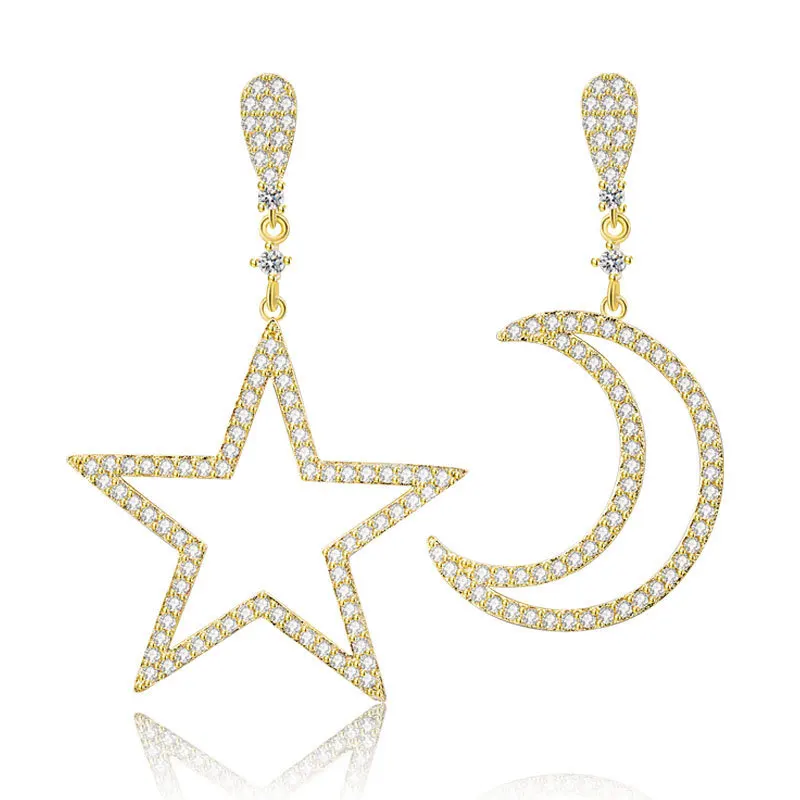 

Korean new jewelry Earrings asymmetric flash Star Moon Tassel Earrings earrings wholesale