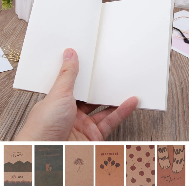

Notebook Blank Page Painting Paper Book Journal Diary Notepad Memo Pads Supplies 77UB