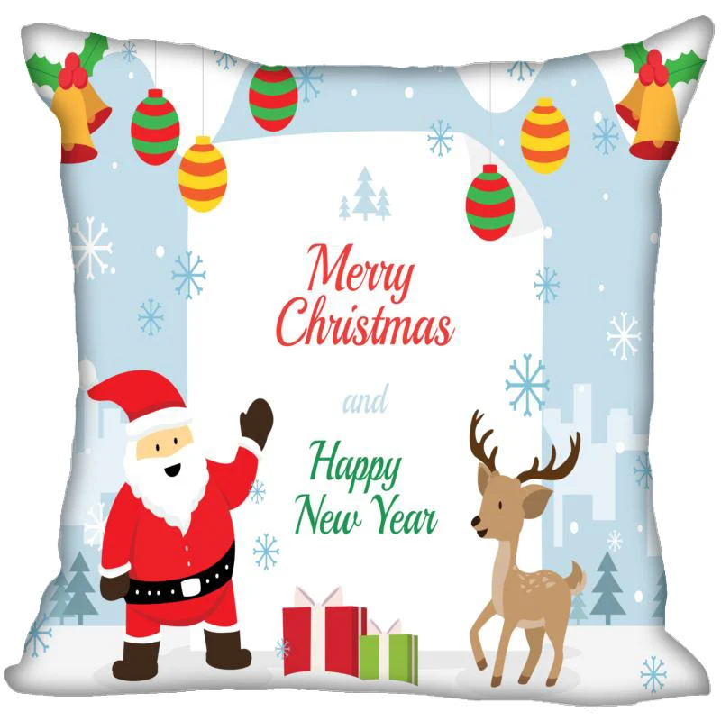 

Santa Claus Christmas Pillow Cover Bedroom Home Office Decorative Gift Pillowcase Square Zipper Pillow Cases Satin Soft No Fade
