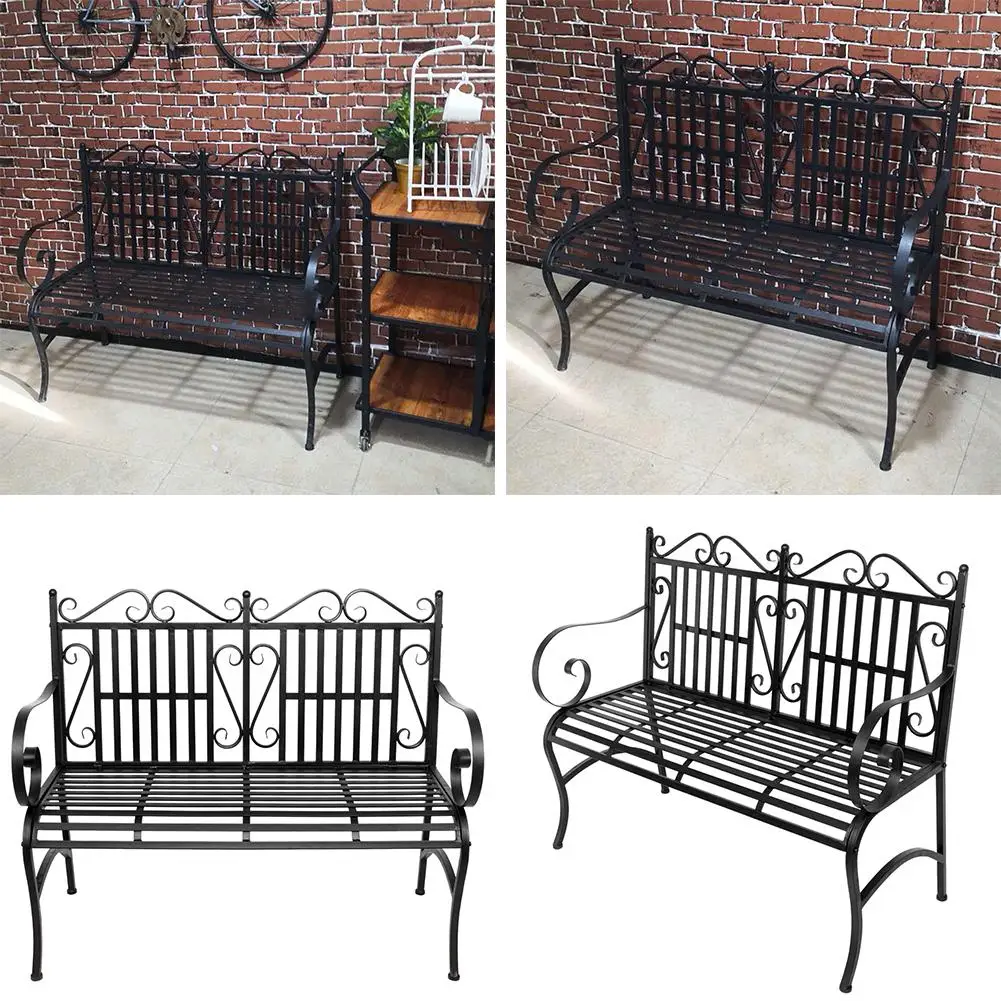

2 Seater Foldable Outdoor Patio Garden Bench Porch Chair Seat w/Steel Frame