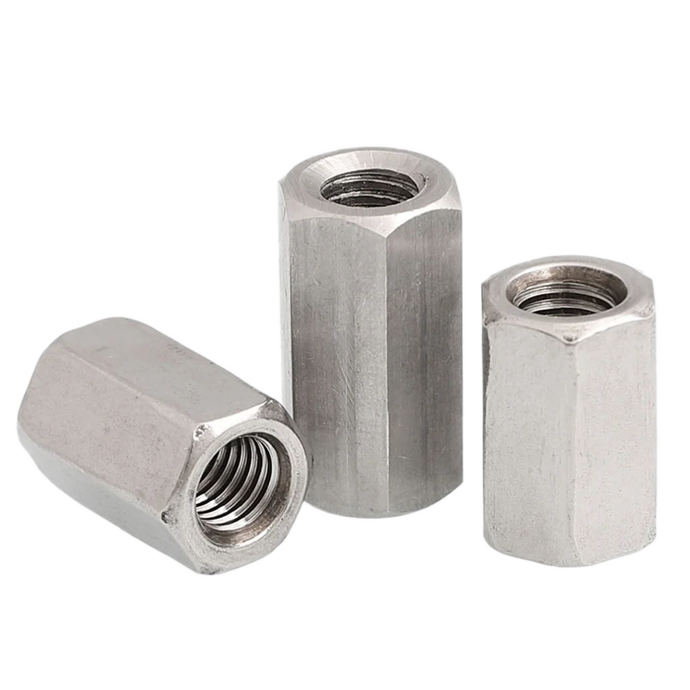 

5/2pcs M6 M8 Hex Coupling Nut Rod 304 A2 Stainless Steel Long Hexagonal Nut Connection Thread Nut Fit Blot All-Thread Bar Stud