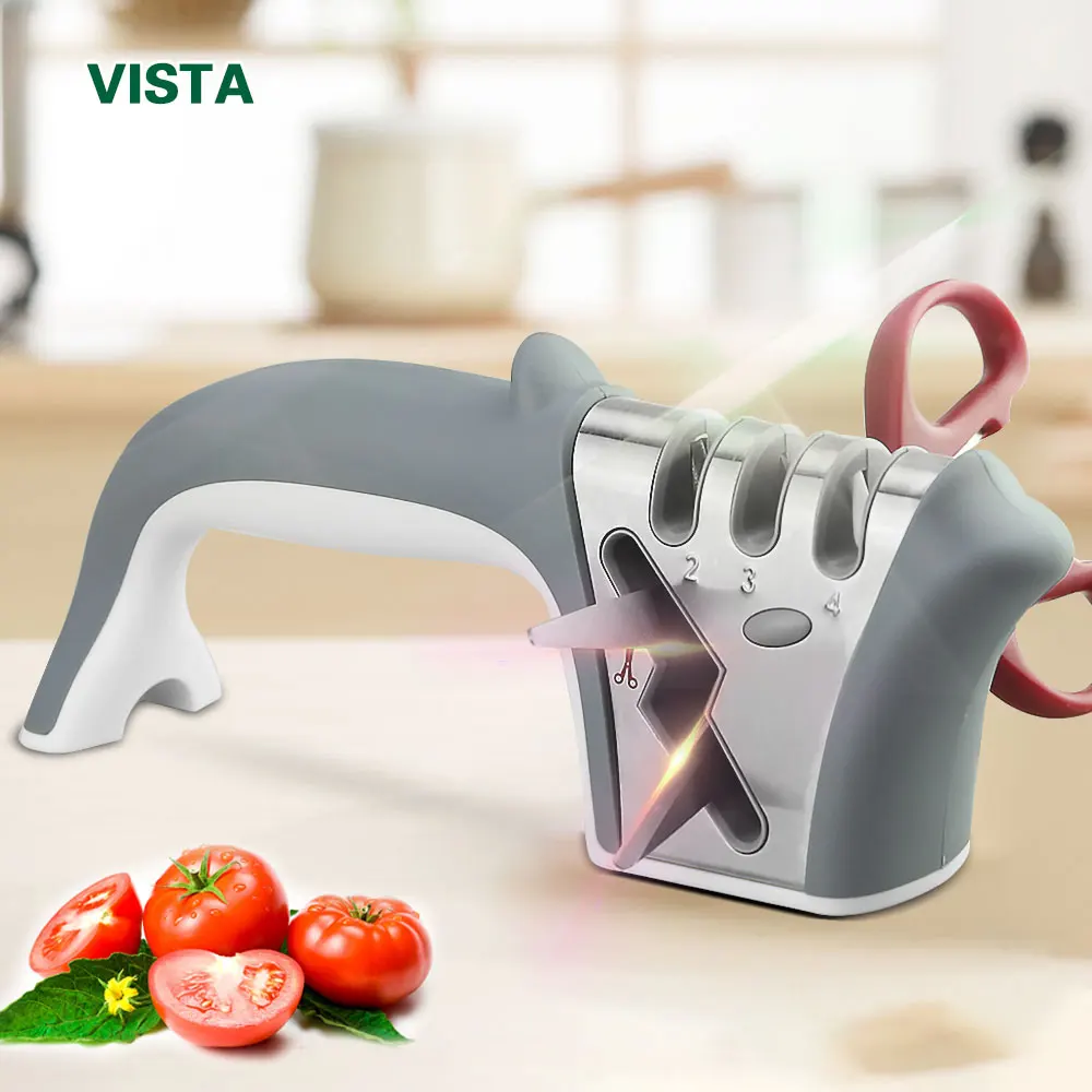

Knife sharpener Whetstone 4 in 1 Diamond Coated&Fine Rod Knife Shears dolphin handle