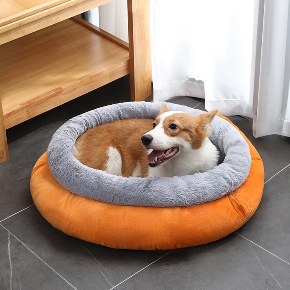 

Round Pet Bed Soft Plush Cat Mat Bench Winter Warm Puppy Deep Sleeping Sofa Cushion Dog Kennel House Chihuahua Kitten Beds